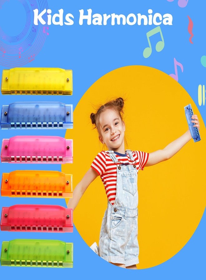 Restroma 12 Pcs Kids Plastic Harmonica Bulk 10 Holes Toy Harmonica Translucent Harmonica Musical Instruments for Boys Girls Beginner, 6 Colors - Image 3